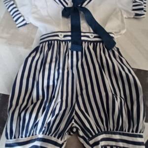 Ensemble bleu et blanc 6-12 mois