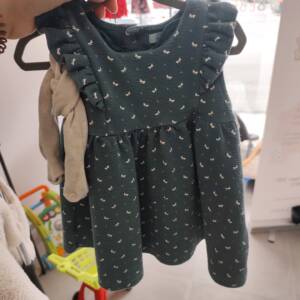 Robe verte papillon avec collant 12m Obaïbi 6-12 mois