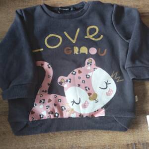 Pull gris in extenso love 74cm Tape à l’œil 6-12 mois