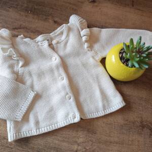 Gilet coton blanc tao 9m Tape à l’œil 6-12 mois