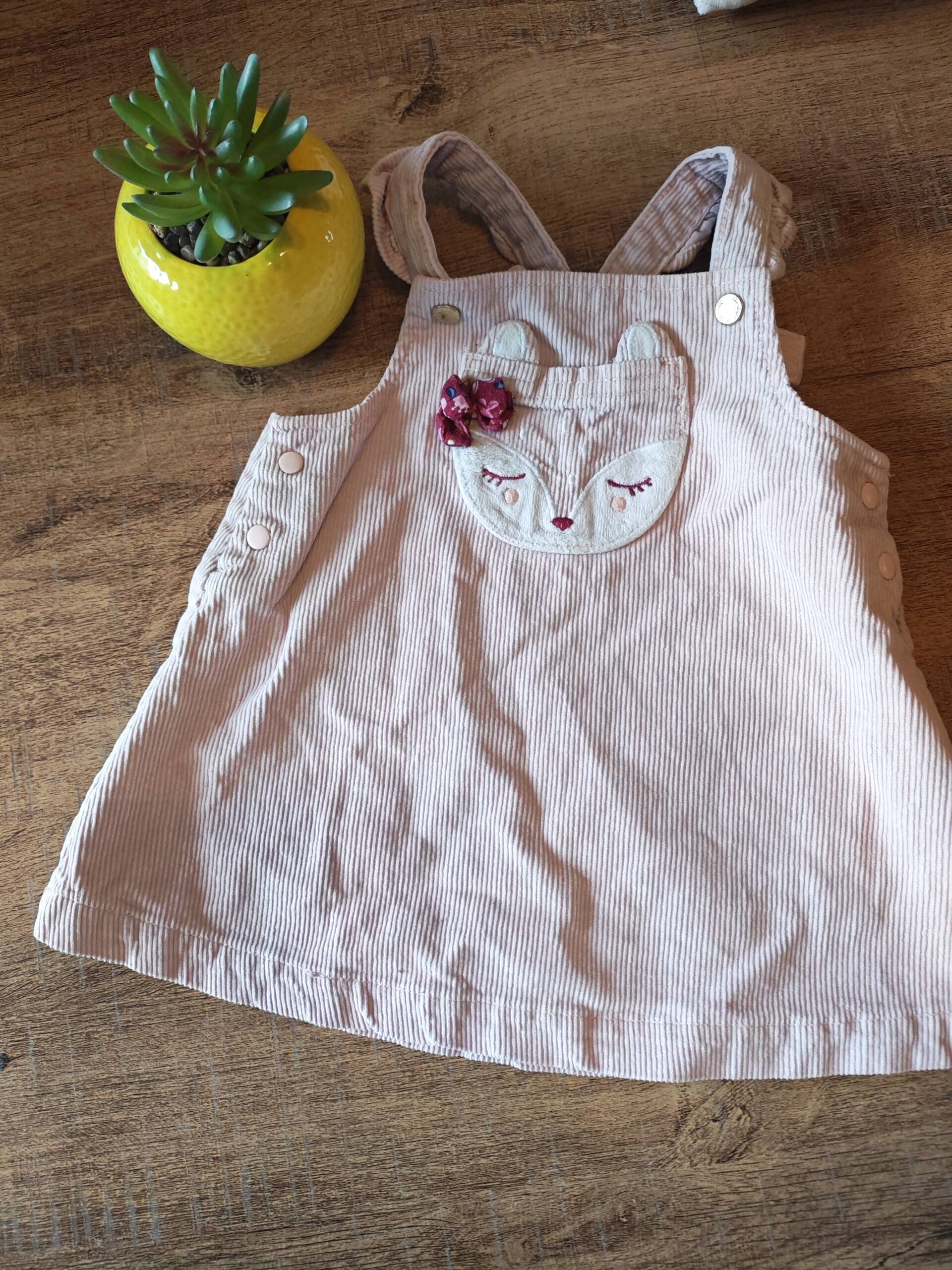 Robe salopette rose renard 9m Sergent Major 6-12 mois