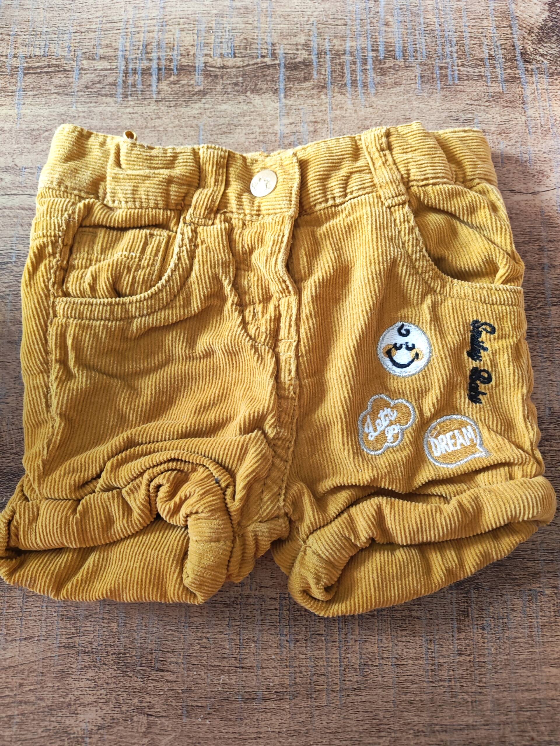 Short velours moutarde smiley 74cm Smiley 6-12 mois