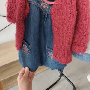 Ensemble robe jean gilet rouge 9m Orchestra 6-12 mois