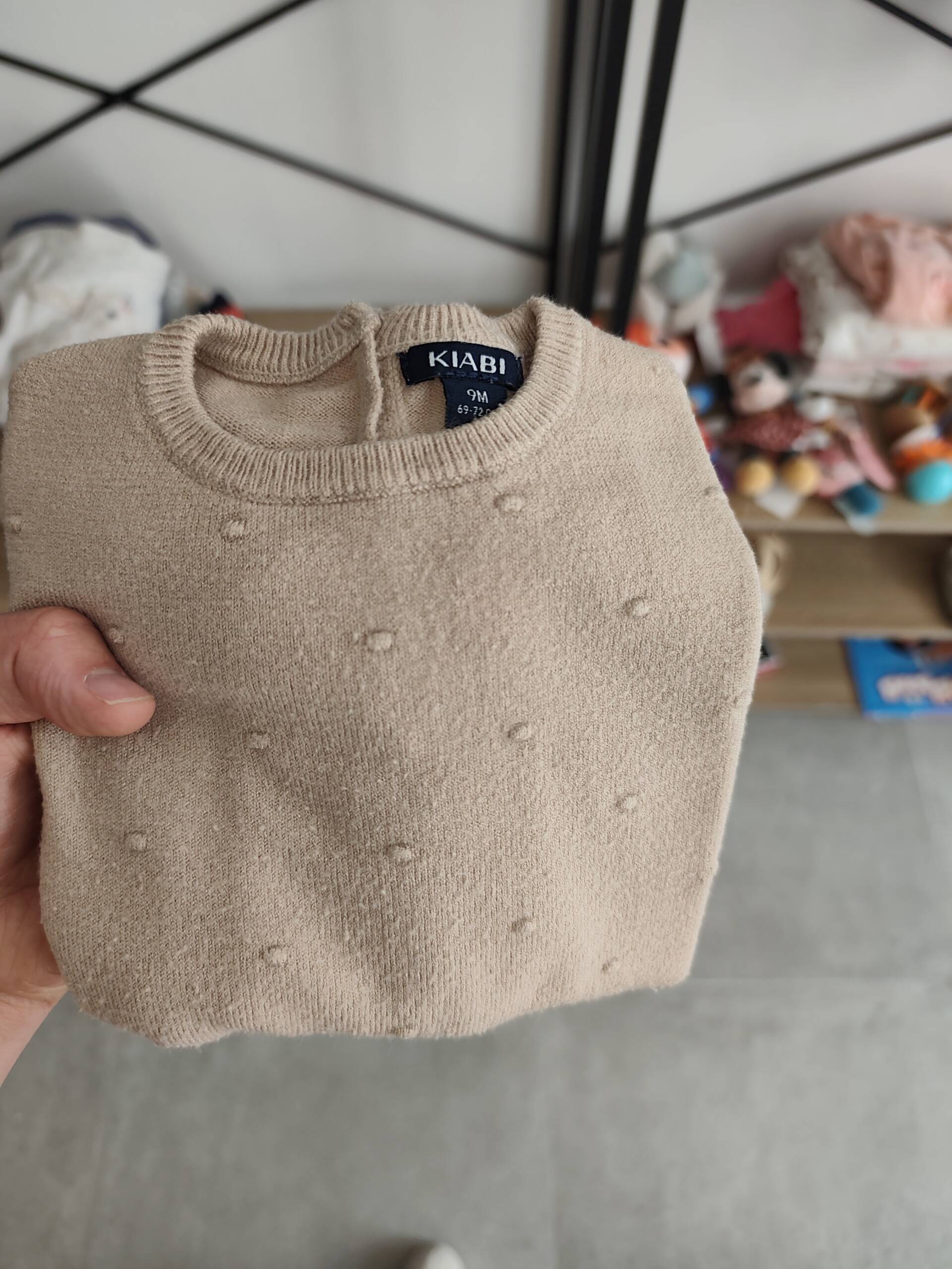 Pull chauve souris beige 9m Kiabi 6-12 mois