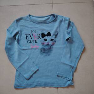 Tee shirt longues manches bleu avec chat In extenso 7-8 ans