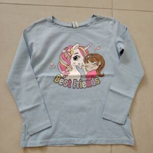 Tee shirt longues manches bleu licorne Dopodopo 5-6 ans