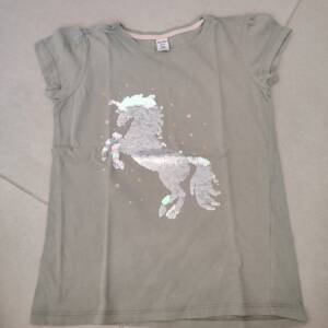 Tee shirt kaki licorne sequin Dopodopo 7-8 ans