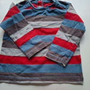 Tee-shirt ligné rouge bleu 12mois