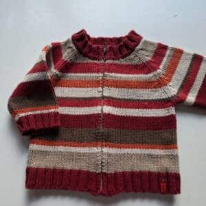 Pull 6 mois sergent major ligné bordeaux