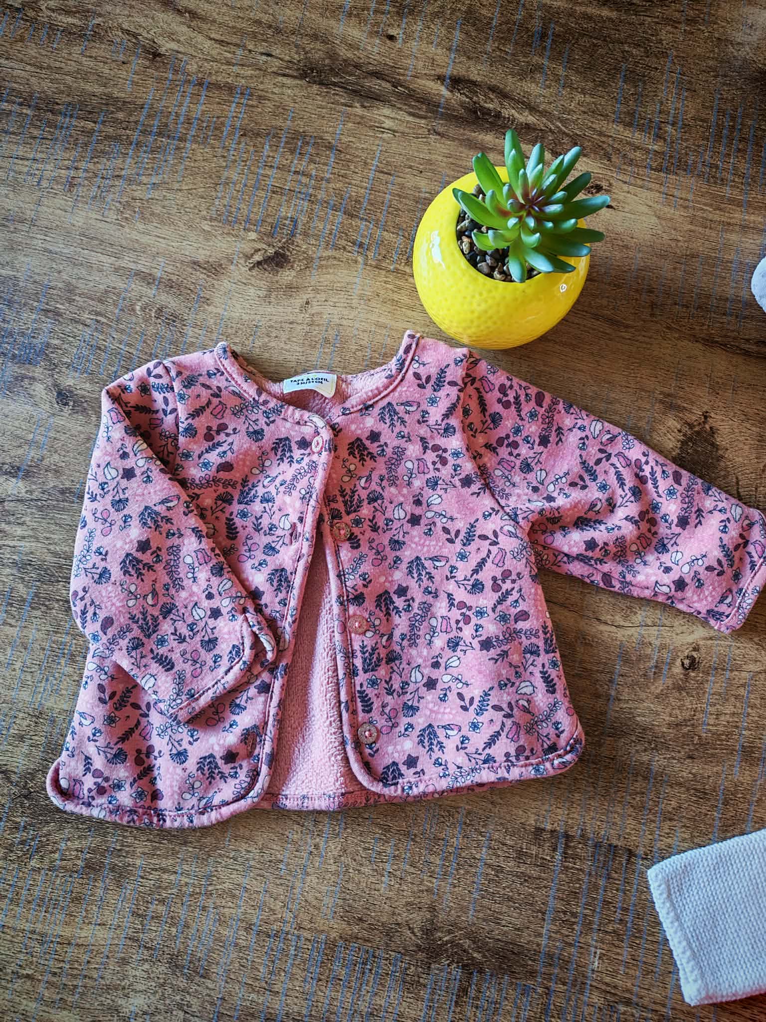 Gilet chaud rose oiseau 3m tao Orchestra 0-3 mois
