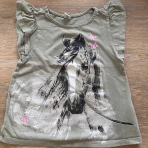 T-shirt kaki avec cheval