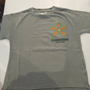 T shirt - 6/7 ans - Zara - bleu + fleurs sur pointrine Zara 5-6 ans