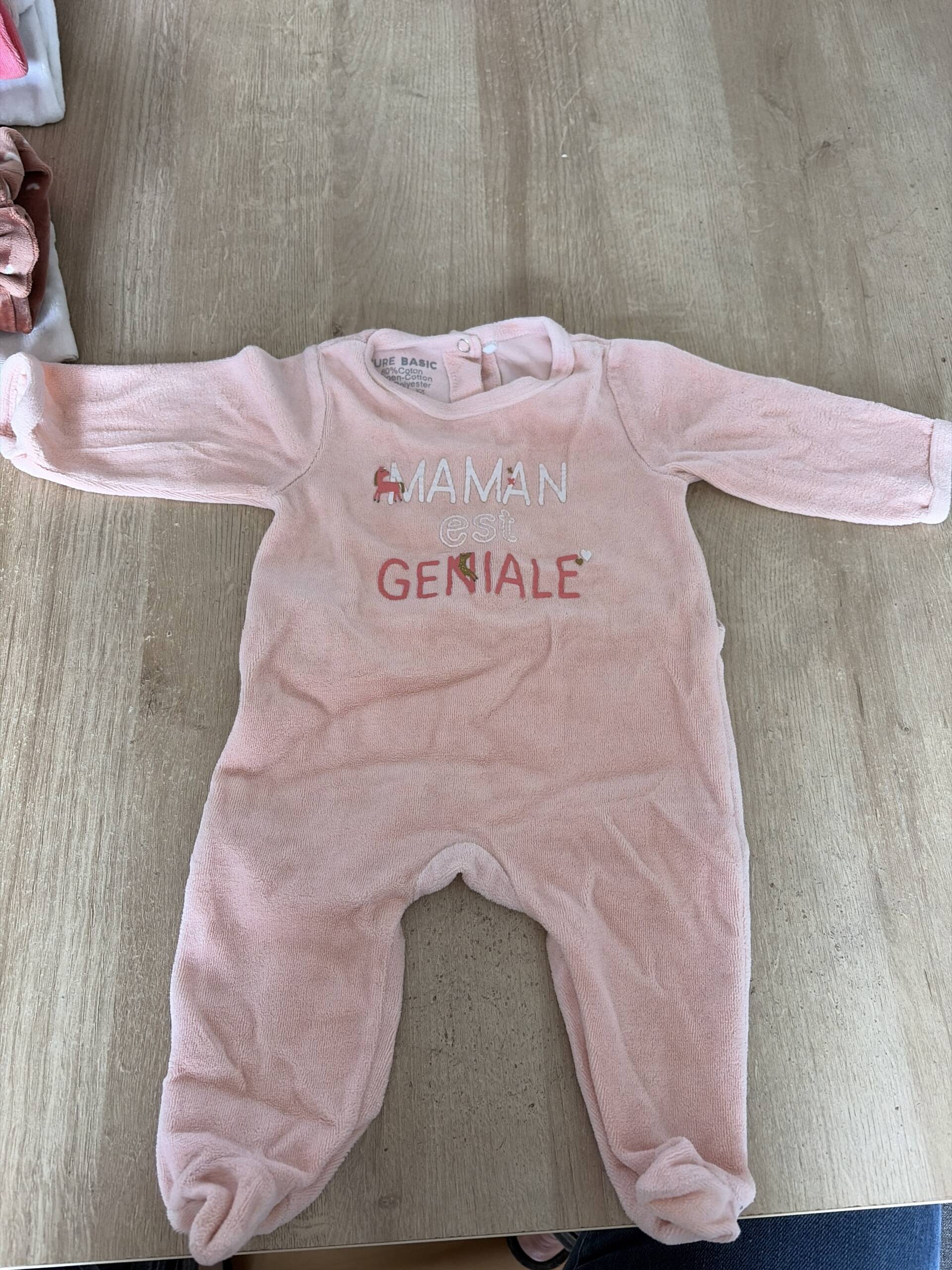 Pyjama velours rose pure basic 3 mois 62 cm Pure basic 0-3 mois