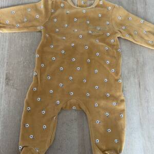 Pyjama velours jaune fleurs Kiabi 3 mois 62 cm Kiabi 0-3 mois