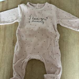 Pyjama velours rose à pois I love mummy Kiabi 3 mois 62 cm Kiabi 0-3 mois