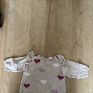 Pull beige cœurs Tex 3 mois 62 cm Tex 0-3 mois