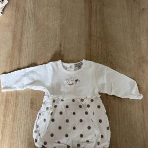 Robe blanche à pois lapin grain de blés 3 mois 62 cm Grain de blé 0-3 mois