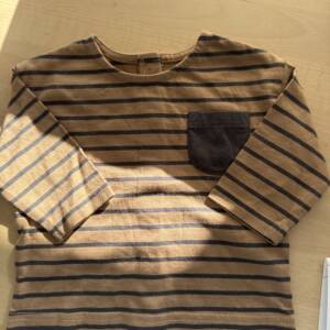T-shirt ML brun rayures grises 3 mois Verbaudet
